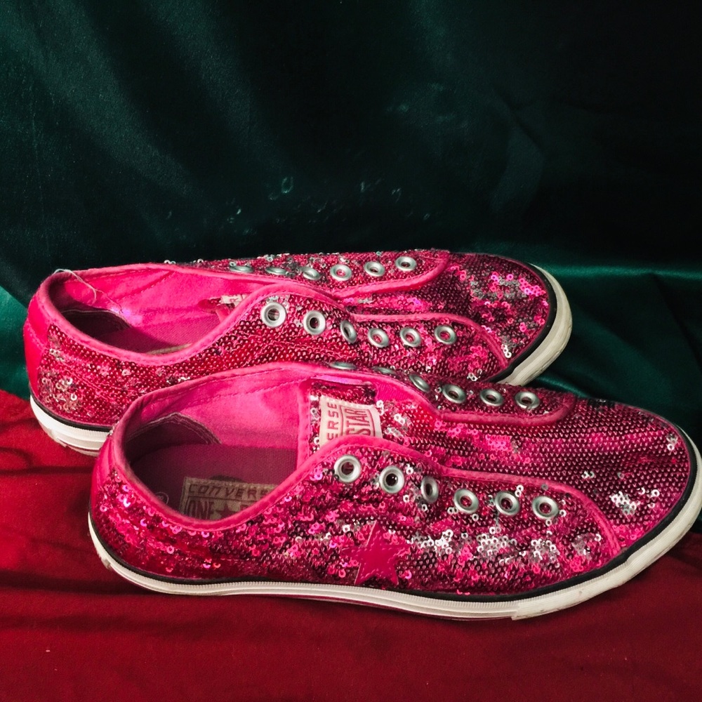 Sequined hot pink converse